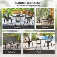 Outsunny Three-Piece Elegant Aluminium Garden Set - Bronze Tone(m-6)