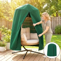 Outsunny 190 x Φ128cm Hanging Egg Chair Furniture Cover - Green(m-2)