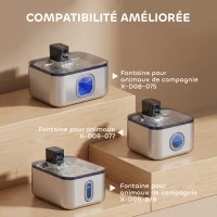 PawHut 16 pcs Filtre Fontaine Eau Chat, Distributeur d'Eau filtrante pour Chat et Chien, Triple Système de Filtration, Blanc(m-5)