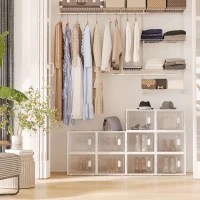 HOMCOM 18PCS Clear Shoe Box, Plastic Stackable Shoe Storage Box for UK/EU Size up to 12/46 with Magnetic Door for Women/Men, 28 x 36 x 21cm(m-9)