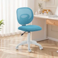 HOMCOM Bürostuhl Ergonomischer Schreibtischstuhl mit C-förmiger Rückenstütze, Höhenverstellbar Blau(m-8)