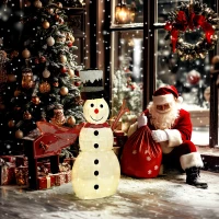 Outsunny 78er LED Weihnachtsdeko, Weihnachten Schneemann in warmweiß, Stahlrahmen, für Indoor, Outdoor, Mehrfarbig(m-2)