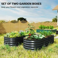 Outsunny Set of Two 150 x 60cm Steel Planters - Dark Grey(m-4)