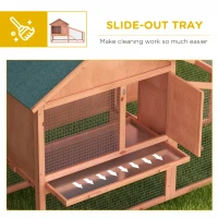 PawHut 2 Tier Rabbit Hutch Outdoor, Guinea Pig Hutch, Solid Wood Bunny House, Water Resistant Asphalt Roof Ramp Sliding tray 144 x 64.5 x 100 cm(m-6)