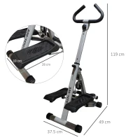 HOMCOM Stepper w/ Handle Hand Grip Workout Fitness Machine For Fitness Aerobic Exercise Home Gym Grey(m-3)