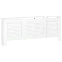 HOMCOM MDF Extendable Radiator Cover Cabinet - Shelving for Home Office, Slatted Design, White, Dimensions 139-208.5L x 20.5W x 82.5H cm(m-1)