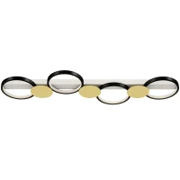 HOMCOM Deckenleuchte LED 38W 1500LM 3000K-6500K Deckenlampe Wohnzimmerlampe mit 4 Glühbirnen Fernbedienung Schwarz+Gold(m-1)