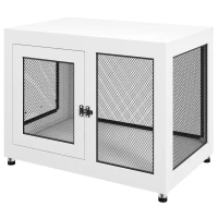 PawHut 2-in-1 Dog Cage & Side Table, with Two Doors, Cushion, for Large Dogs(m-11)