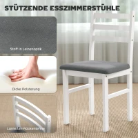 HOMCOM 3-teiliges Esstisch-Set mit 2 Stühlen, Küchentisch für kompakte Räume, gepolsterte Stühle, platzsparend, MDF, Weiß(m-5)