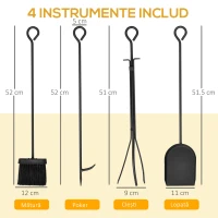 HOMCOM Suport lemne 4 scule din otel Max. 100kg negru(m-4)