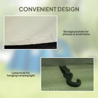 Outsunny Cort Gonflabil Tip Tunel pentru 3-6 Persoane cu Pridvor, Ferestre din Plasă și Husă, Impermeabil, Verde Măsliniu(m-4)