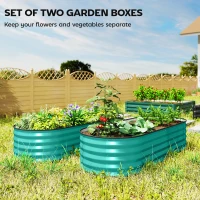 Outsunny Set of Two 150 x 60cm Steel Planters - Green(m-4)