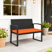 Outsunny Two-Seater Rattan Garden Bench - Orange(m-8)