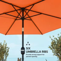 Outsunny 2.6 m Garden Parasol Umbrella with Aluminium Pole, Outdoor Patio Umbrella with Tilt and Crank, Vent, Orange(m-8)