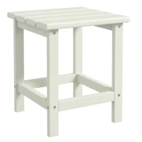 Outsunny Square Coffee Table, HDPE Tabletop and Frame for Porch, Garden, Side Table, 38 x 38 x 46 cm, White(m-10)
