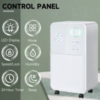 HOMCOM 12L/Day 2000ML Portable Quiet Dehumidifier for Home Laundry Room Bedroom Basement, Electric Moisture Air De-Humidifier(m-7)