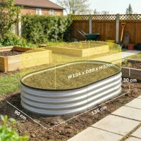 Outsunny Conjunto de 2 Caixas de Plantio de Exterior em Aço Galvanizado para Terraço Jardim 135x90x30 cm Prateado(m-3)