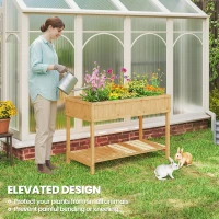 Outsunny Fir Wood Raised Rectangular 8 Compartment Plant Stand Oak Tone(m-6)