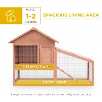 PawHut 2 Tier Rabbit Hutch Outdoor, Guinea Pig Hutch, Solid Wood Bunny House, Water Resistant Asphalt Roof Ramp Sliding tray 144 x 64.5 x 100 cm(m-4)