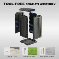 Outsunny 110 L Outdoor Bin with Dual Lid, Waterproof Plastic Trash Bin with Ashtray and Drip Tray, Garden Waste Trash Bin, Black(m-9)