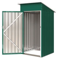 Outsunny Abrigo Exterior Metálico 107,5x91x185 cm Abrigo de Jardim com Teto Inclinado Porta com Trinco Ventilação e Luvas Verde(m-11)