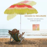Outsunny Umbrelă Hawaiană Portabilă, Acoperitoare Ø160cm, Impermeabilă, Înălțime până la 180cm(m-6)