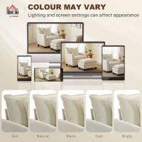 HOMCOM Wohnzimmersessel mit Fußhocker, 1-Sitzer Sofa aus Chenille, breite Sitzfläche, doppellagige Polsterung, 85x128x86cm, Creme(m-4)