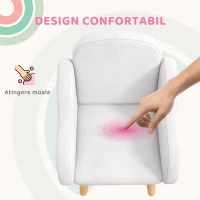 ZONEKIZ Fotoliu pentru Copii Stil Scandinav cu Brațe în Formă de Nor din Material Textil, Alb, 46x51x55 cm(m-5)