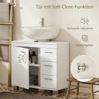 HOMCOM Unterschrank für Waschbecken, 2 Regale, 3 Schubladen, MDF-Struktur, Weiß(m-6)