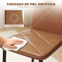 HOMCOM Set de 4 Sillas de Comedor Tapizadas de Piel Sintética con Respaldo Alto y Patas de Acero 41x50x97 cm Marrón(m-5)