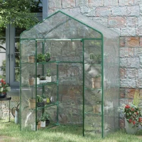 Outsunny Metal Frame Walk in Grow Herb Plant Portable Greenhouse Transparent 143 L x 73W x 195H cm(m-10)