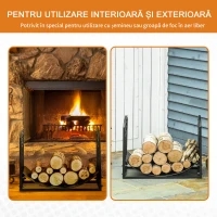 Outsunny Suport pentru Busteni din Metal pentru Interior si Exterior Max. 60 kg 60,5x36x46,5c(m-5)