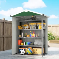 Outsunny Abrigo de Jardim Exterior 1,1 m² 133x87x178 cm com 2 Portas de Correr Telhado Inclinado e Luvas Verde(m-8)