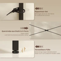 HOMCOM Küchenregal, Standregal mit 2 Steckdosen, 5 S-Haken, 5 Ablagen, Korb, X-Streben Stahl 90 x 42 x 130 cm(m-7)