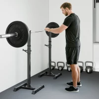 HOMCOM Adjustable Squat Rack, Weight Strength Training Bench Press Rack Weight Bench Supporter for Home Gym Exercise, Max Load 150kg, 124-154cm(m-8)