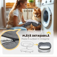 PawHut Canapea pentru câini cu tapițerie, pat pentru câini de talie mare și medie până la 25kg, 90x78x25cm, gri(m-5)