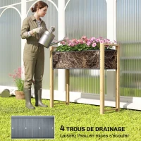 Outsunny Carré Potager avec pieds Lit de Jardin Surélevé 4 trous de drainage et Tissu non tissé,  98 x 37 x 90 cm, gris(m-5)