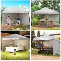 Outsunny 3 x 3 (M) Pop Up Gazebo - UPF 30+ with 2 Sidewalls, Leg Weight Bags, and Wheeled Bag, Height Adjustable Party Tent Event Shelter for Garden, Patio, White(m-9)