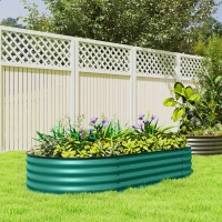 Outsunny Galvanised Raised Garden Bed, Metal Planter Box with Safety Edging, for Flowers, Herbs, Succulents, Light Green(m-2)