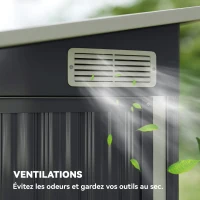 Outsunny Abri de jardin en métal cabane jardin extérieure triple porte verrouillable toit incliné aérations 234x132x185cm gris(m-7)