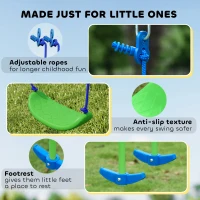 Outsunny Metal Garden Swing Set Height Adjustable Children Outdoor Backyard Play Set for Toddlers Over 3 Years Old, Green(m-7)