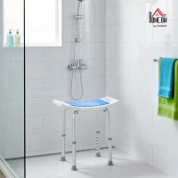 HOMCOM Height Adjustable Bathroom Stool, Shower Chair with Padded Seat and Non-Slip Foot Pads, Blue(m-2)