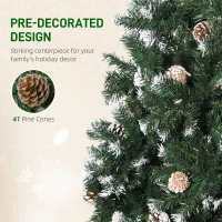HOMCOM 5FT Artificial Christmas Tree with Pine Cones, Holiday Home Xmas Decoration Automatic Open, Green(m-6)