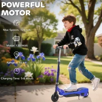 HOMCOM Folding Electric Kids Scooter Ride on Age 7-14, Blue(m-4)