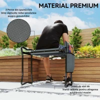 Outsunny Genuncheră și Bancă de Grădină Pliabilă 2 în 1, Culoare Verde Negru(m-7)