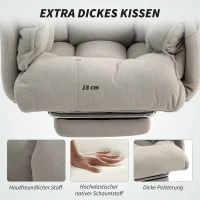 HOMCOM Fotel biurowy odchylany Regulacja wysokości Krzesło biurowe z podłokietnikami podnóżkiem wysokie oparcie 75 x 77 x 110-118 cm Szary(m-5)