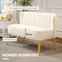HOMCOM 2-Sitzer Sofa, weiche Polsterung, pflegeleichter Bezug, bis 220 kg, 117 x 56,5 x 77 cm, Cremeweiß(m-4)