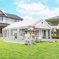 Outsunny Tenda de Festa 4 x 6 m, Toldo Resistente com Janelas, Tenda Exterior para Casamento e Eventos com 4 Paredes Removíveis(m-6)