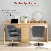 HOMCOM Swivel Linen Fabric Accent Chair for Living Room Contemporary Vanity Armchair with Adjustable Height Thick Cushion Lumbar Support Armrest for Bedroom Office Dark Grey(m-6)