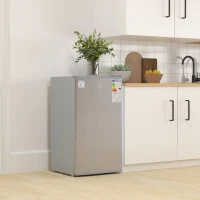 HOMCOM 91 Litre Freestanding Under Counter Fridge Freezer with Chiller Box, Reversible Door, Adjustable Thermostat, 47.5cm Wide, Noise Level: Decibels 40, Grey(m-2)